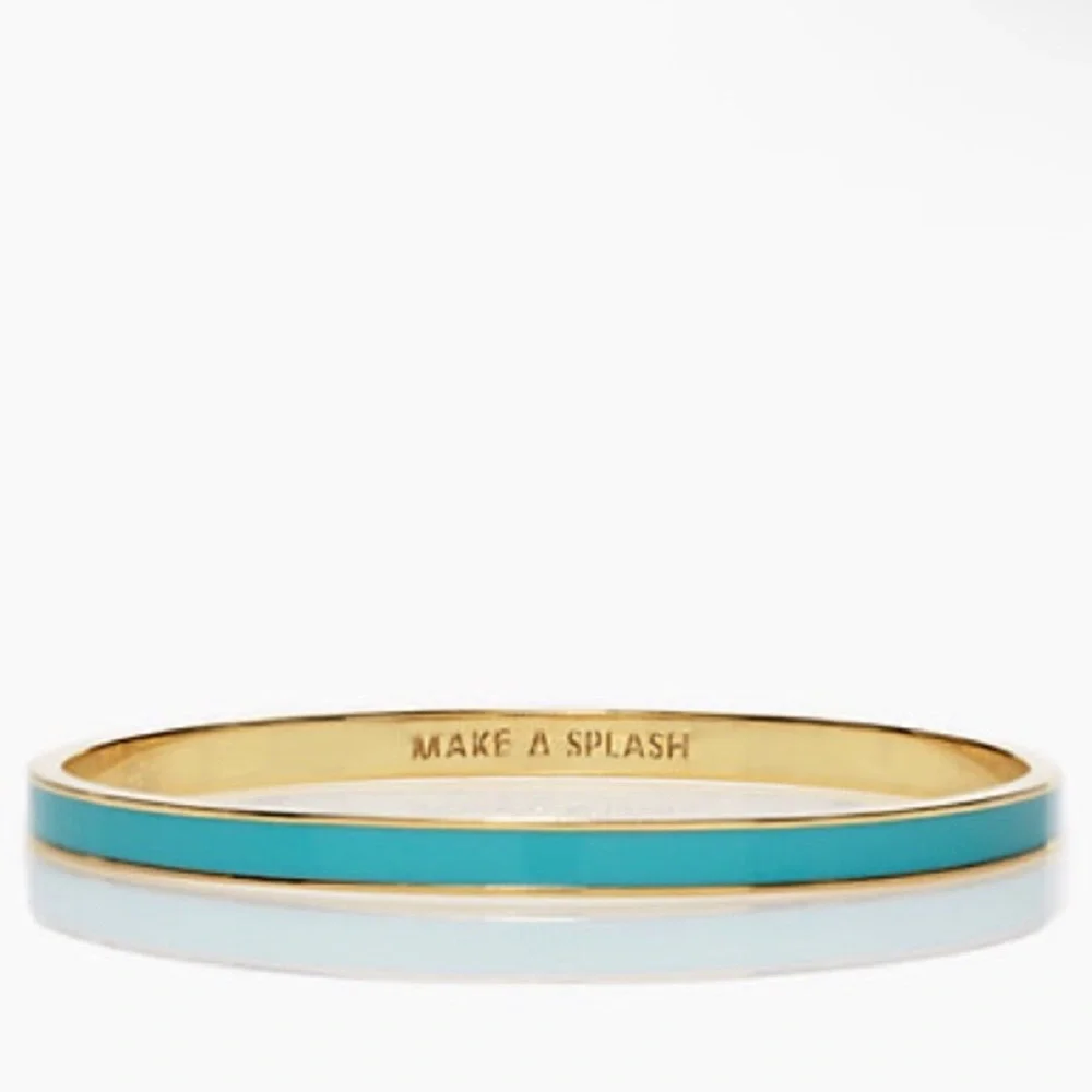 Kate Spade “Make a Splash” Idiom Bangle Bracelet Turquoise Enamel Gold Tone